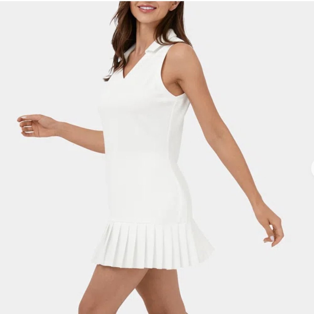Halara Collar Sleeveless Pleated Hem Mini Golf Active Dress Size Medium